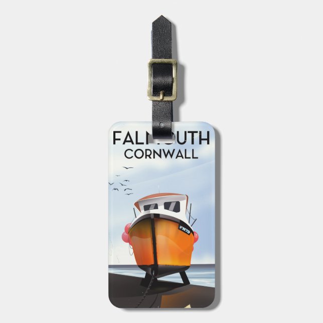 Falmouth Cornwall Reiseposter für Fischereifahrzeu Gepäckanhänger (Vorderseite vertikal)