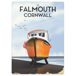 Falmouth Cornwall Reiseposter für Fischereifahrzeu Klemmbrett