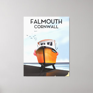 Falmouth Cornwall Reiseposter für Fischereifahrzeu Leinwanddruck