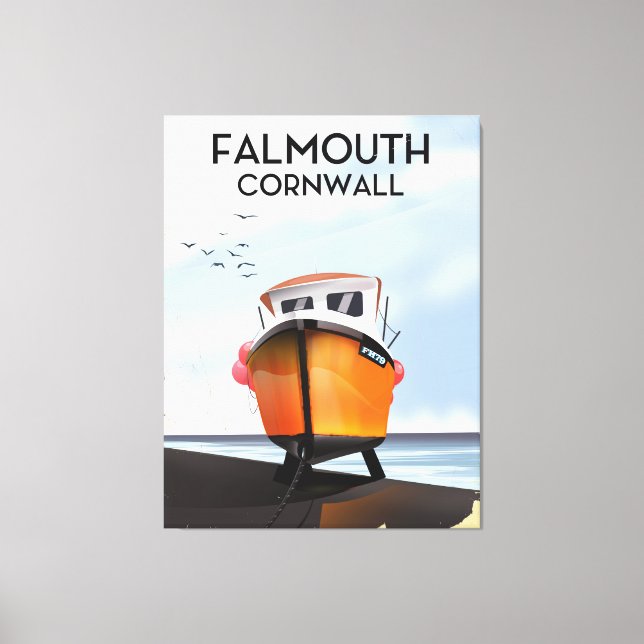 Falmouth Cornwall Reiseposter für Fischereifahrzeu Leinwanddruck (Vorderseite)
