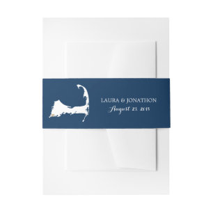 Falmouth-Marine-Cape Cod-Karte mit Herzen Wedding Einladungsbanderole