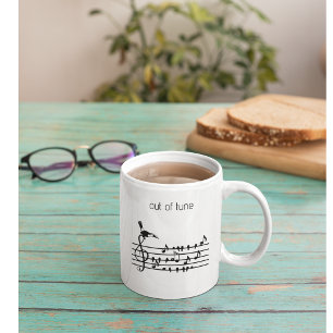 Falsch gestimmt, Tukan & Singvögel Notenlinien Zweifarbige Tasse