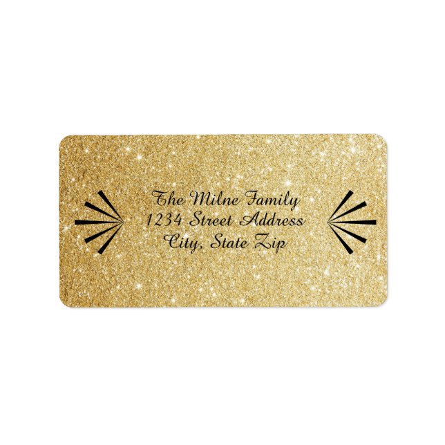 Falsch Gold Glitter Retro - Address Labels Adressaufkleber (Vorne)