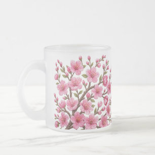 Falsche 3D-bestickte Sakura-Zweig-Illustration Mattglastasse