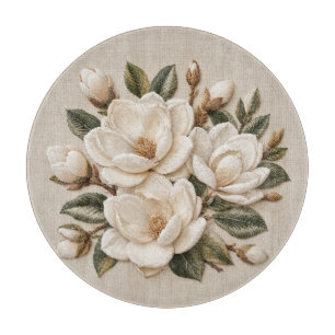 Falsche 3D-Broderie-Illustration der weißen Magnol Schneidebrett