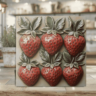 Falsche 3D glasierte italienische Erdbeeren Fliese