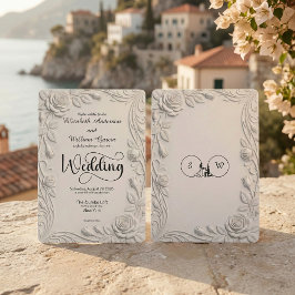 Falsche 3D-Skulptur, florales Basrelief, Elfenbein Einladung