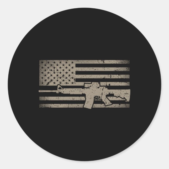 Falsche amerikanische Flagge Ar15 für Gun Ar15 Runder Aufkleber (Vorderseite)