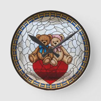 Falsche Bärenherzuhr aus Glas Runde Wanduhr