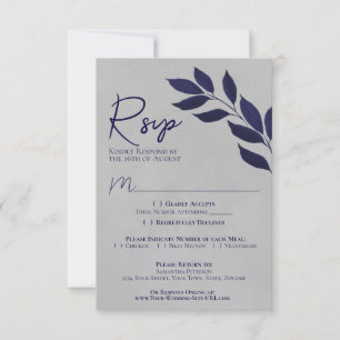 Falsche Blätter Hochzeit von Navy Blue & Gray Wate RSVP Karte
