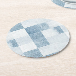 Falsche Blau Weiße Denim Jeans Streifen Geburtstag Runder Pappuntersetzer