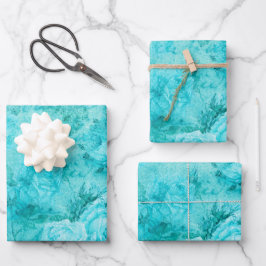 Falsche Blue-Rose-Collage Geschenkpapier Set