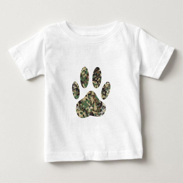 Falsche Camouflage Dog Paw Print Baby T-shirt (Vorderseite)