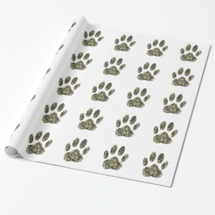Falsche Camouflage Dog Paw Print Geschenkpapier
