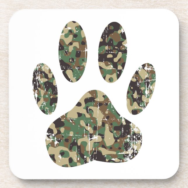 Falsche Camouflage Dog Paw Print Getränkeuntersetzer (Vorderseite)