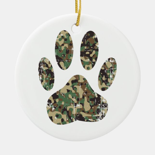 Falsche Camouflage Dog Paw Print Keramikornament (Vorne)