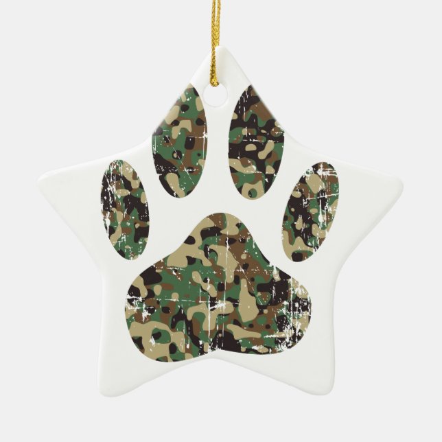 Falsche Camouflage Dog Paw Print Keramikornament (Vorne)