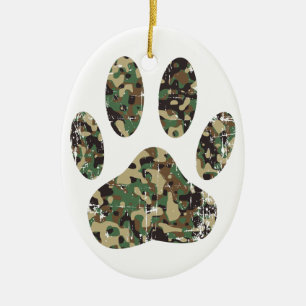 Falsche Camouflage Dog Paw Print Keramikornament