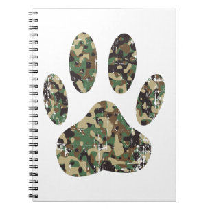 Falsche Camouflage Dog Paw Print Notizblock