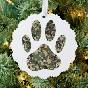 Falsche Camouflage Dog Paw Print Ornament Karte
