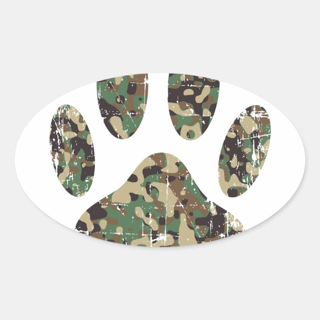 Falsche Camouflage Dog Paw Print Ovaler Aufkleber (Vorderseite)