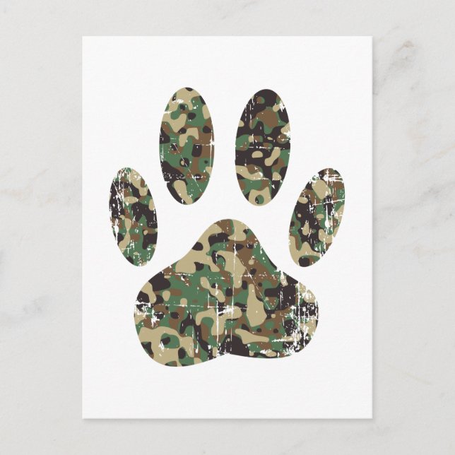 Falsche Camouflage Dog Paw Print Postkarte (Vorderseite)