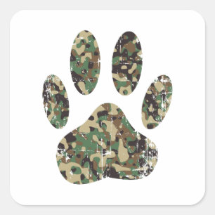 Falsche Camouflage Dog Paw Print Quadratischer Aufkleber