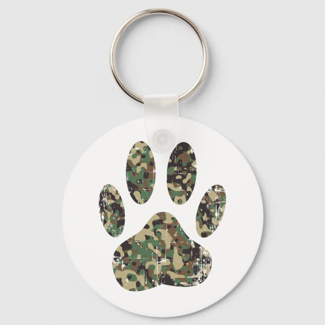 Falsche Camouflage Dog Paw Print Schlüsselanhänger (Vorderseite)