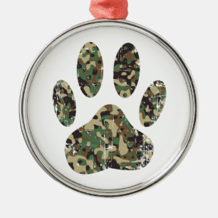Falsche Camouflage Dog Paw Print Silbernes Ornament