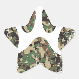 Falsche Camouflage Dog Paw Print Stern-Aufkleber