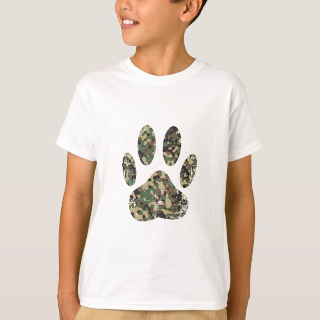 Falsche Camouflage Dog Paw Print T-Shirt (Vorderseite)