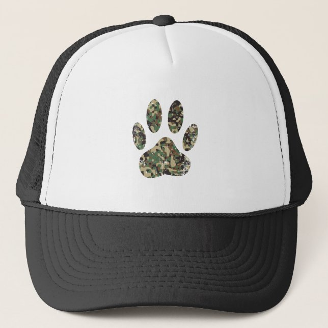 Falsche Camouflage Dog Paw Print Truckerkappe (Vorderseite)