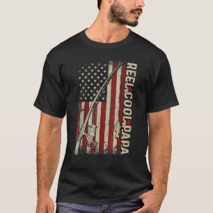 Falsche Coole Papa Fishing American Flag Flag T-Shirt