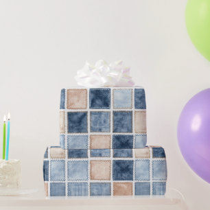 Falsche Creme-Denim-Blaujeans-Geburtstag Geschenkpapier