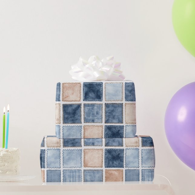 Falsche Creme-Denim-Blaujeans-Geburtstag Geschenkpapier (Partygeschenke)