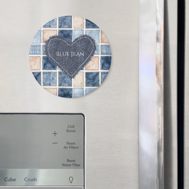 Falsche Creme-Denim-Blaujeans-Herz Magnet (In Situ (Kühlschrank))