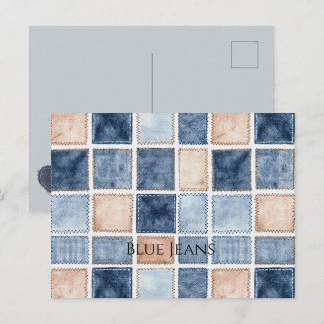 Falsche Creme-Denim-Blaujeans Postkarte (Vorne/Hinten)