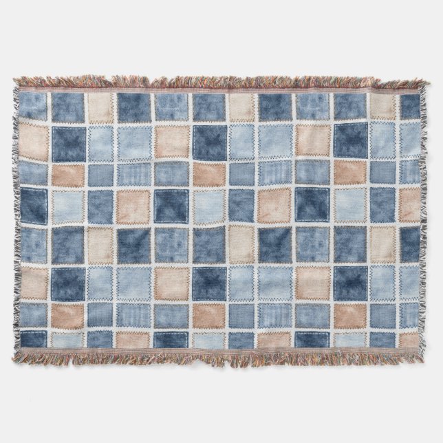 Falsche Creme-Denim-Blue Jeans Decke (Vorderseite)