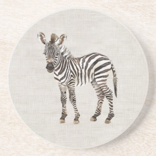 Falsche Creme Leinen Zebra Safari Tier Getränkeuntersetzer