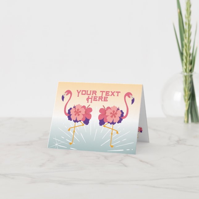 Falsche Dankeschön Karte Flamingos Sunset Card (Vorderseite)