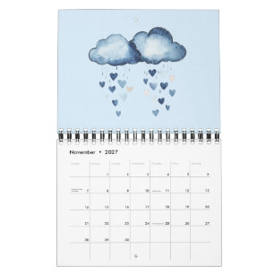 Falsche Denim-Blaujeans-Herzen-Streifen-Blumen Kalender