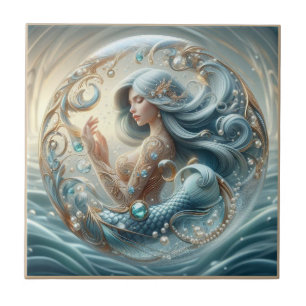 Falsche Edelsteine Meerjungfrau Art Nouveau 3D-E Fliese