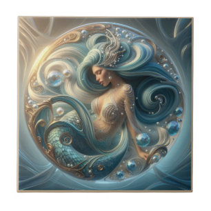 Falsche Edelsteine Meerjungfrau Art Nouveau 3D-E Fliese