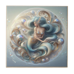 Falsche Edelsteine Meerjungfrau Art Nouveau 3D-E Fliese