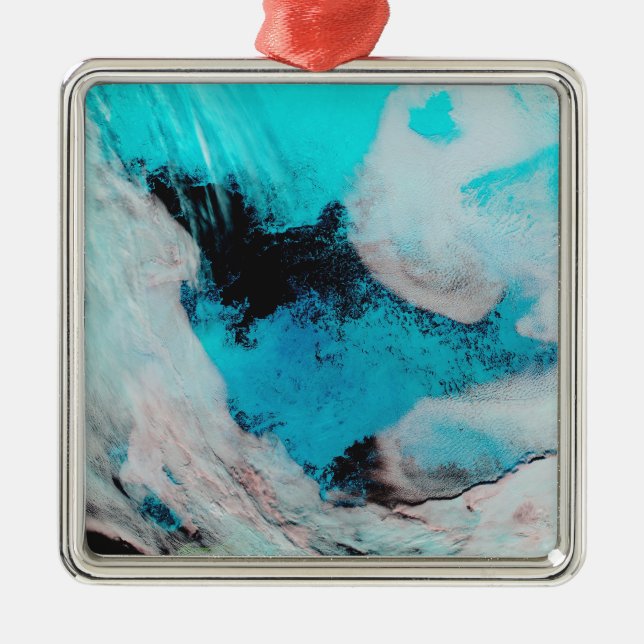 Falsche Farbansicht von Polynya (offenes Wasser) Silbernes Ornament (Vorne)