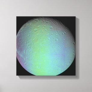 Falsche Farbansicht von Saturns Mond Dione Leinwanddruck