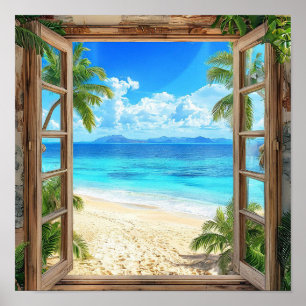 Falsche Fensterlandschaft Poster