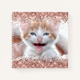 Falsche funkelnde Roségold-Glitterrand-Fotozeichnu Notizbuch