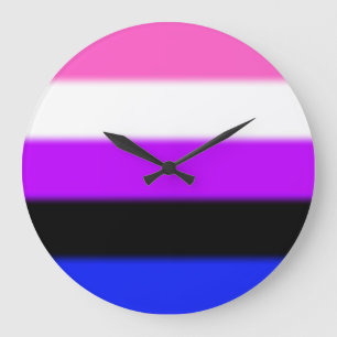 Falsche Genderfluid-Stolperflagge Große Wanduhr