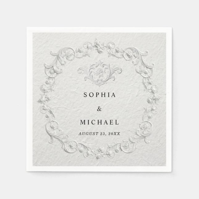 Falsche geprägte Blumen Hochzeitsservietten Serviette (Vorderseite)